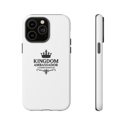 Kingdom Ambassador (Black Lettering) Rugged Phone Case, Inspirational Mobile Cover, Gift for Faith Lovers, Faith-Based Protector - Cross Apparel USA