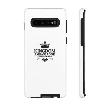 Kingdom Ambassador (Black Lettering) Rugged Phone Case, Inspirational Mobile Cover, Gift for Faith Lovers, Faith-Based Protector - Cross Apparel USA