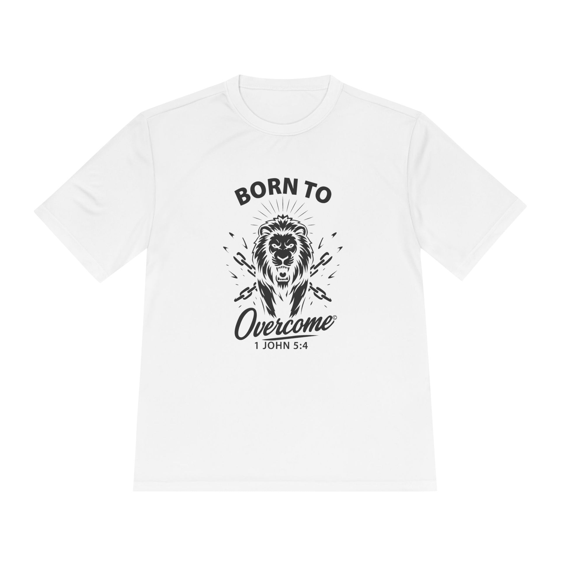 Born to Overcome (Black Lettering) Activewear Performance Moisture Wicking Tee, Faith-Based Workout Shirt, Inspirational Fitness Gear, Gift for Fitness Lovers, Bible Verse T-Shirt - Cross Apparel USA
