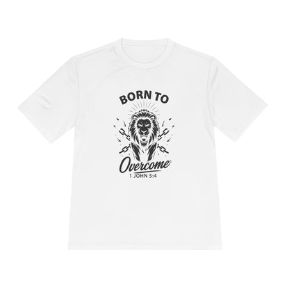 Born to Overcome (Black Lettering) Activewear Performance Moisture Wicking Tee, Faith-Based Workout Shirt, Inspirational Fitness Gear, Gift for Fitness Lovers, Bible Verse T-Shirt - Cross Apparel USA