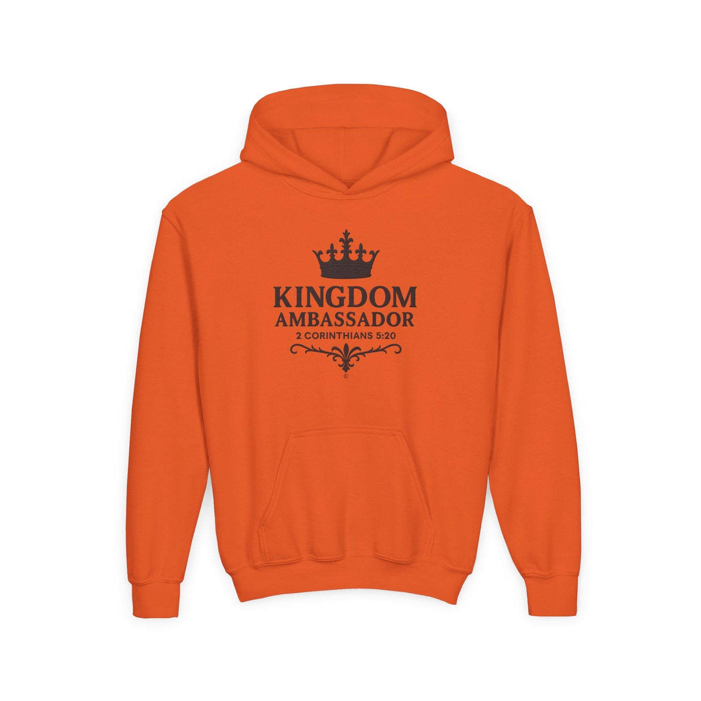 Kingdom Ambassador (Black Lettering) Youth Hooded Sweatshirt, Inspirational Youth Pullover Sweatshirt, Faith-Based Gift, Biblical Apparel