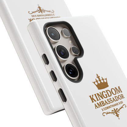 Kingdom Ambassador (Gold Lettering) Rugged Phone Case, Inspirational Mobile Cover, Gift for Faith Lovers, Faith-Based Protector