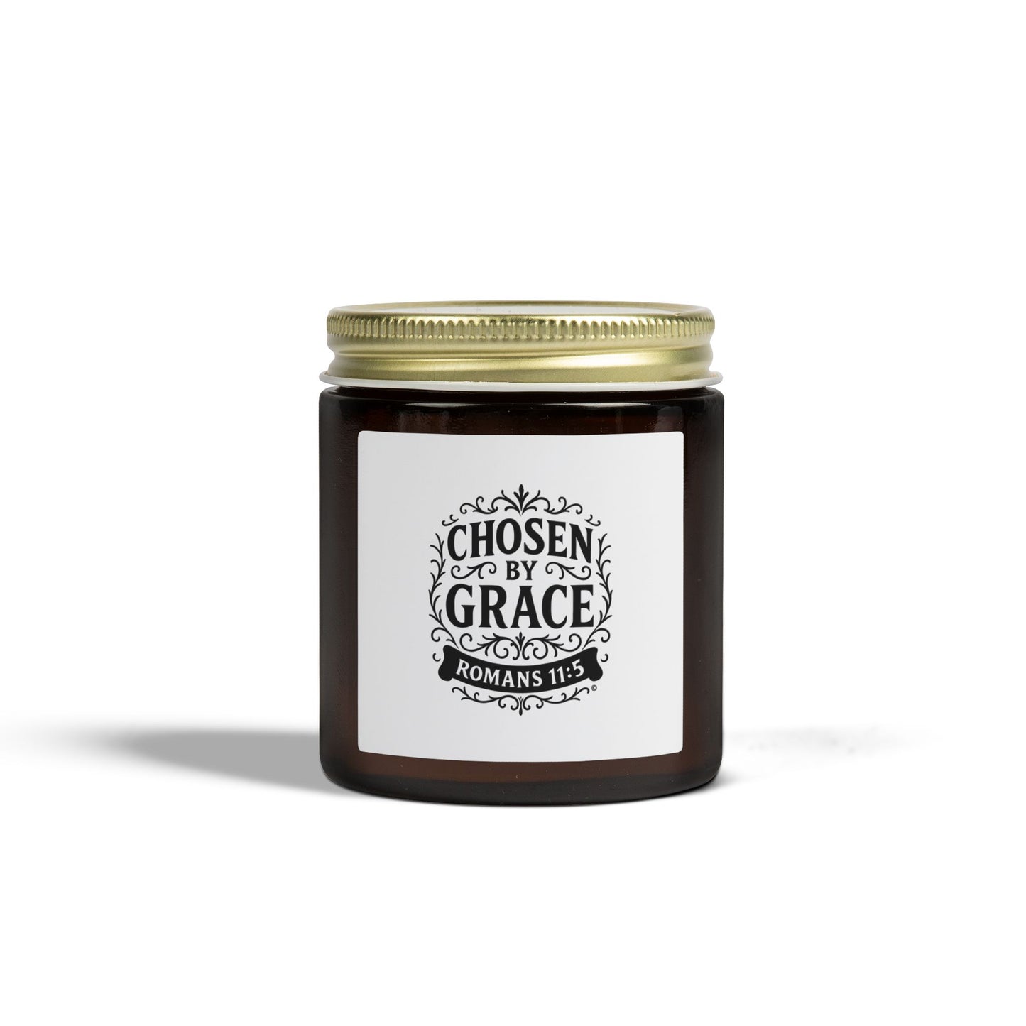 Chosen by Grace (Black Lettering) Scented Candle - Coconut Apricot Wax, Inspirational Home Decor, Relaxation, Gifts for Believers