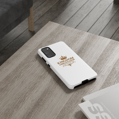 Kingdom Ambassador (Gold Lettering) Rugged Phone Case, Inspirational Mobile Cover, Gift for Faith Lovers, Faith-Based Protector