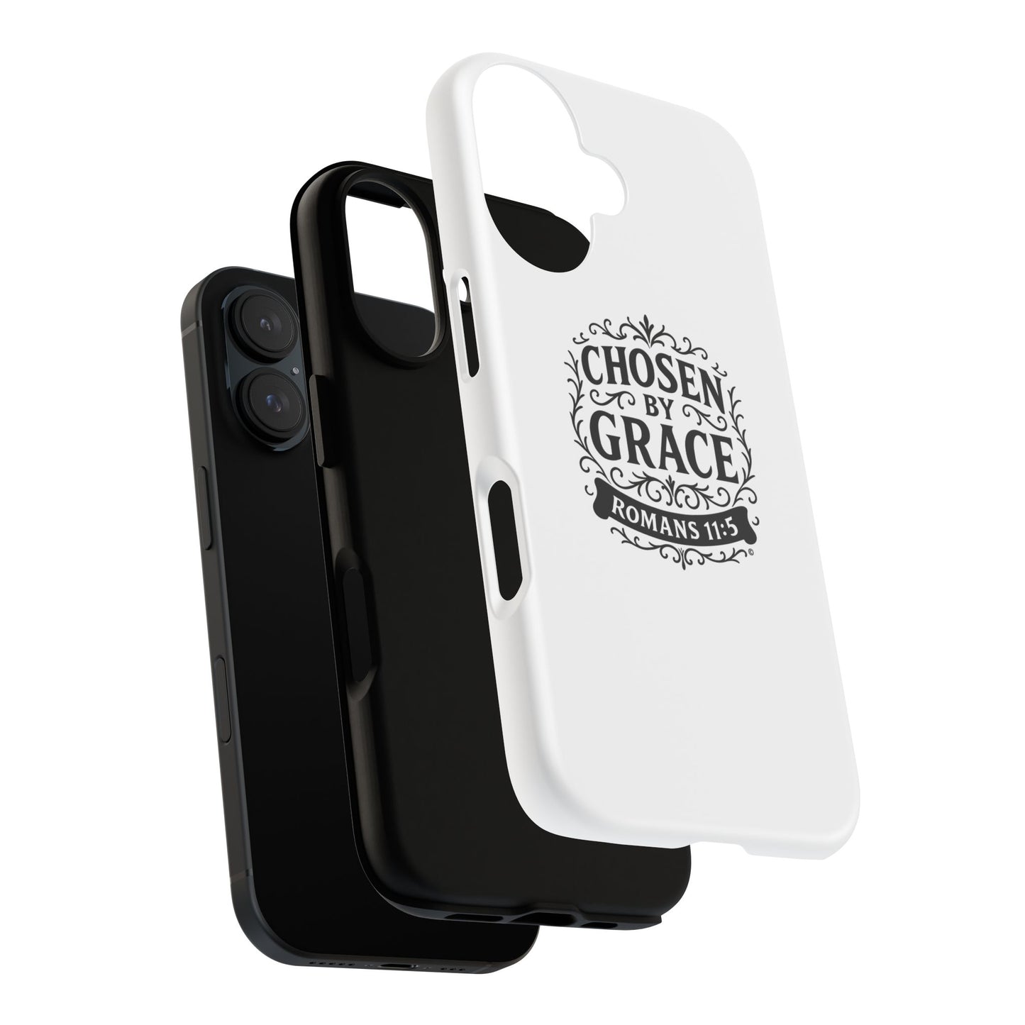 Chosen by Grace (Black Lettering), Rugged Phone Case, Inspirational Mobile Cover, Gift for Faith Lovers, Faith-Based Protector