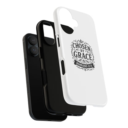 Chosen by Grace (Black Lettering), Rugged Phone Case, Inspirational Mobile Cover, Gift for Faith Lovers, Faith-Based Protector