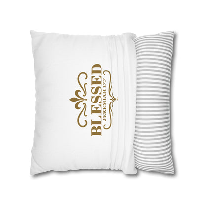 Blessed (Gold Lettering) Square Pillow Cover | Inspirational Home Decor | Gifts for Faith (Pillow not included)