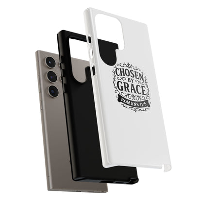 Chosen by Grace (Black Lettering), Rugged Phone Case, Inspirational Mobile Cover, Gift for Faith Lovers, Faith-Based Protector
