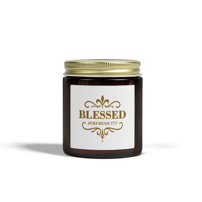 Blessed (Gold Lettering) Scented Candle - Coconut Apricot Wax, Inspirational Home Decor, Gifts for Believers, Relaxation