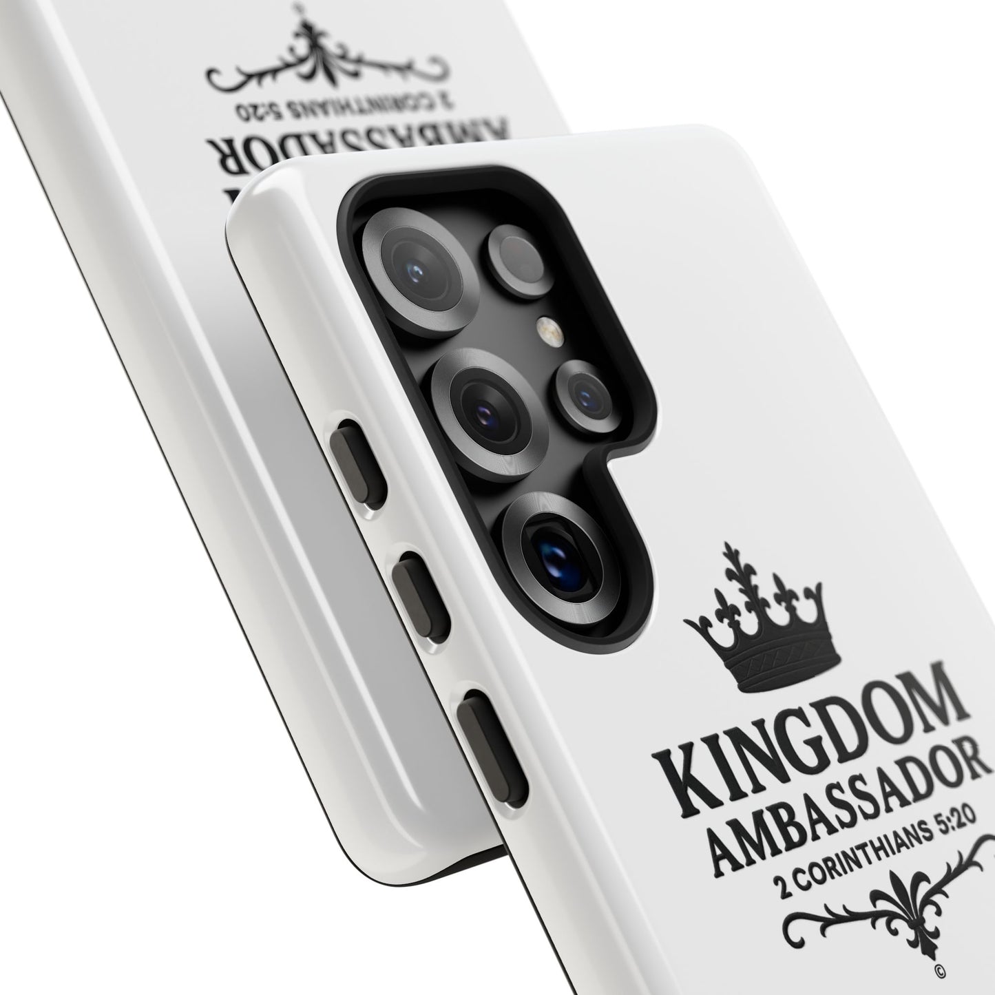 Kingdom Ambassador (Black Lettering) Rugged Phone Case, Inspirational Mobile Cover, Gift for Faith Lovers, Faith-Based Protector