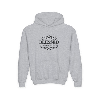 Blessed (Black Lettering) Youth Heavy Blend Hooded Sweatshirt