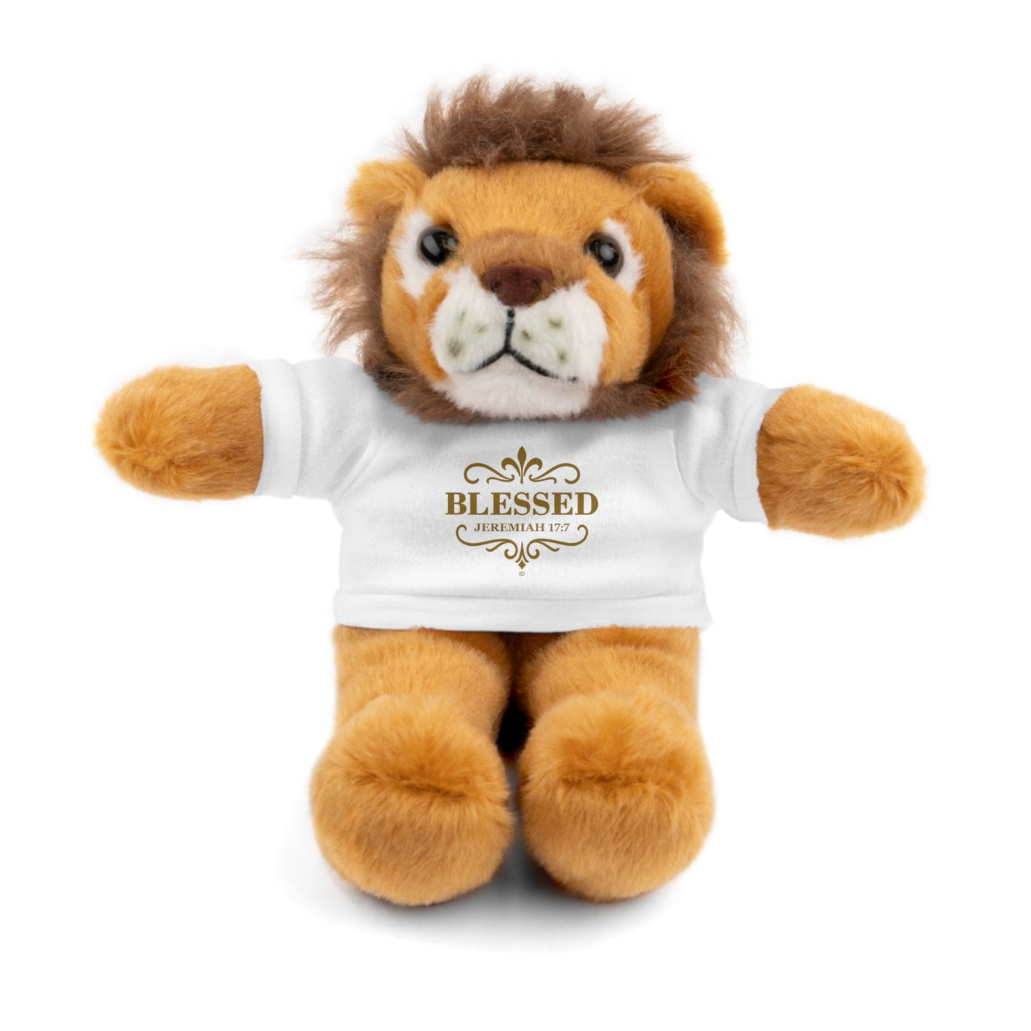 Blessed (Gold Lettering) Plush Toy with Tee, Faith-Inspired Stuffed Animal, Inspirational Gift, Birthday Present, Encouragement Gift