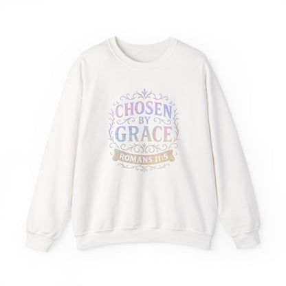Chosen by Grace (Multi-color Limited Edition) Unisex Crewneck Sweatshirt - Inspirational Apparel, Faith-Based Fashion, Cozy Casual Wear, Bible Verse Sweatshirt
