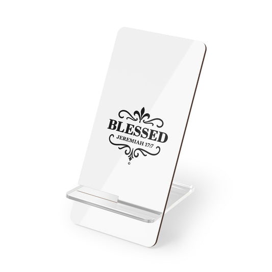 Blessed (Black Lettering) Smartphone Display Stand, Desk Organizer, Gift for Students, Office Decor, Home Office Accessory - Cross Apparel USA
