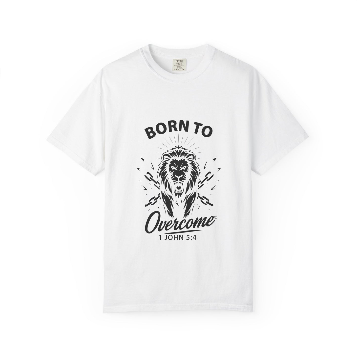 Born to Overcome (Black Lettering) Unisex Faith Tee, Relaxed Fit Shirt, Inspirational Apparel, Gift for Believers - Cross Apparel USA