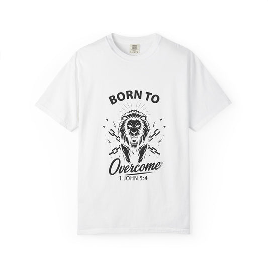 Born to Overcome (Black Lettering) Unisex Faith Tee, Relaxed Fit Shirt, Inspirational Apparel, Gift for Believers - Cross Apparel USA