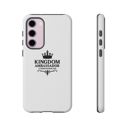 Kingdom Ambassador (Black Lettering) Rugged Phone Case, Inspirational Mobile Cover, Gift for Faith Lovers, Faith-Based Protector - Cross Apparel USA