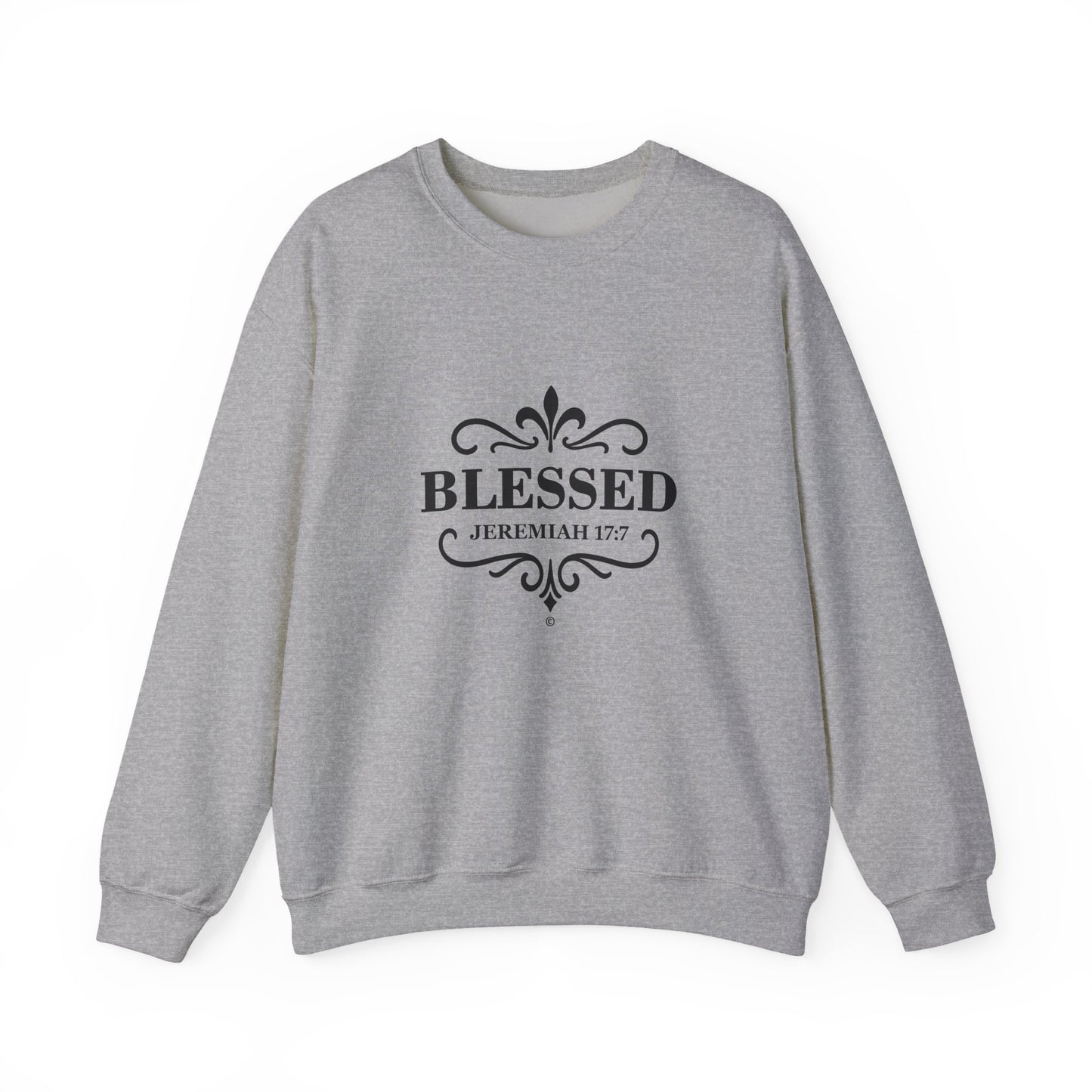 Blessed (Black Lettering) Unisex Crewneck Sweatshirt - Inspirational Gift, Christian Apparel, Faith-Based Fashion, Cozy Casual Wear, Bible Verse Sweatshirt