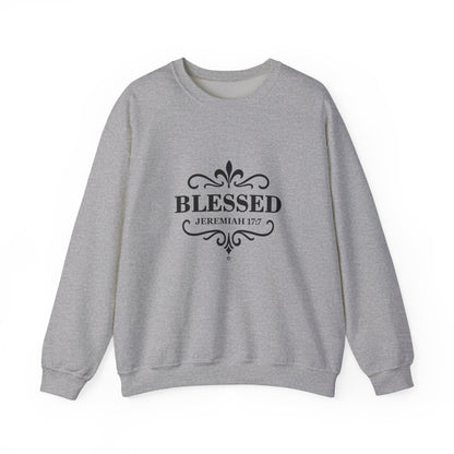 Blessed (Black Lettering) Unisex Crewneck Sweatshirt - Inspirational Gift, Christian Apparel, Faith-Based Fashion, Cozy Casual Wear, Bible Verse Sweatshirt