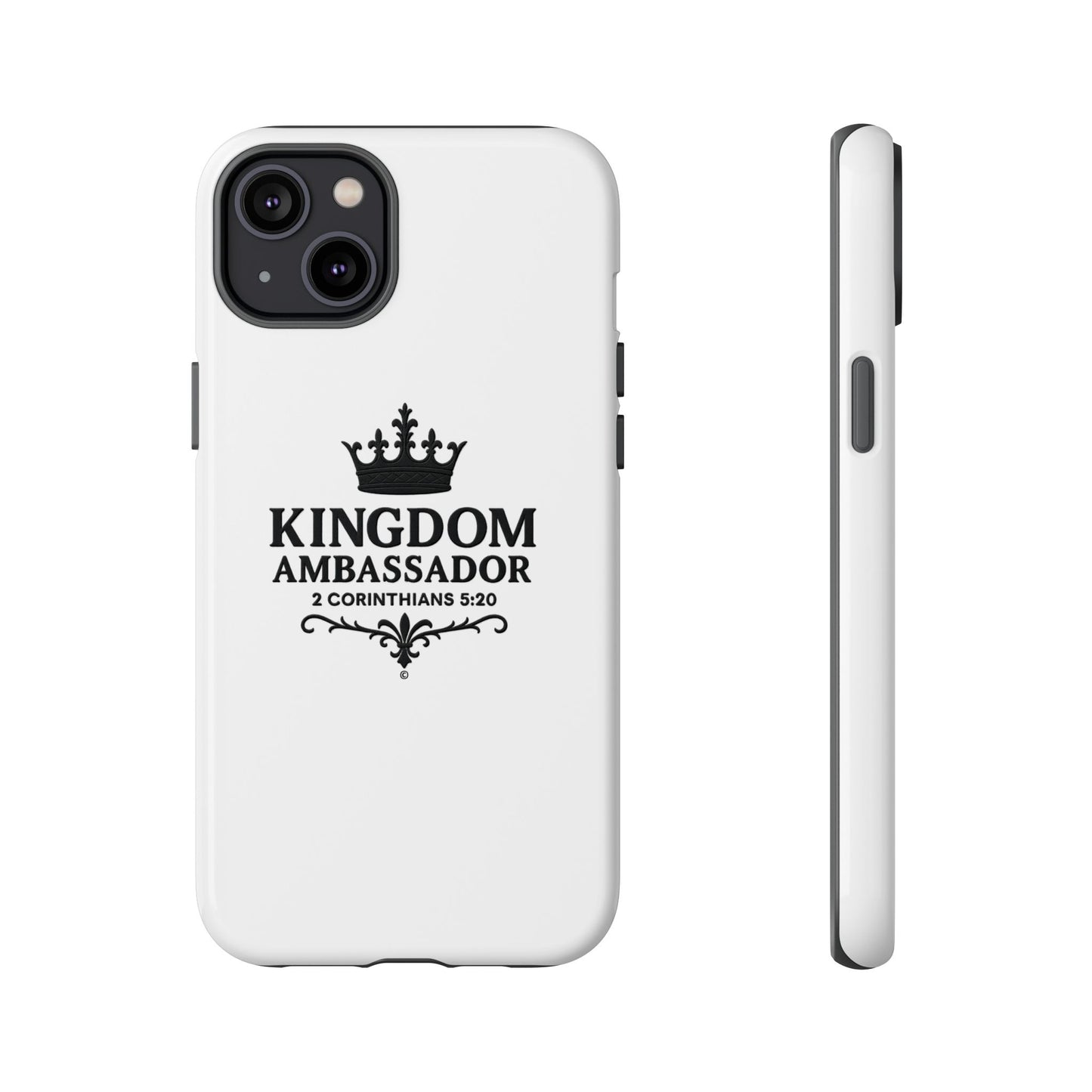 Kingdom Ambassador (Black Lettering) Rugged Phone Case, Inspirational Mobile Cover, Gift for Faith Lovers, Faith-Based Protector