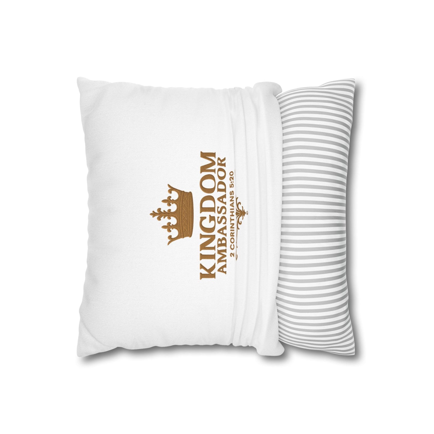 Kingdom Ambassador (Gold Lettering) Square Pillow Cover | Inspirational Home Decor | Gifts for Faith (Pillow not included)