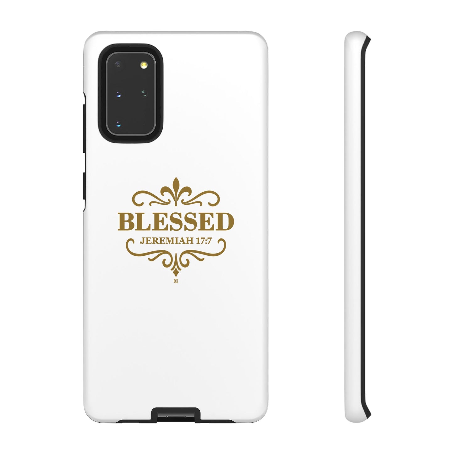 Blessed (Gold Lettering), Rugged Phone Case, Inspirational Mobile Cover, Gift for Faith Lovers, Faith-Based Protector