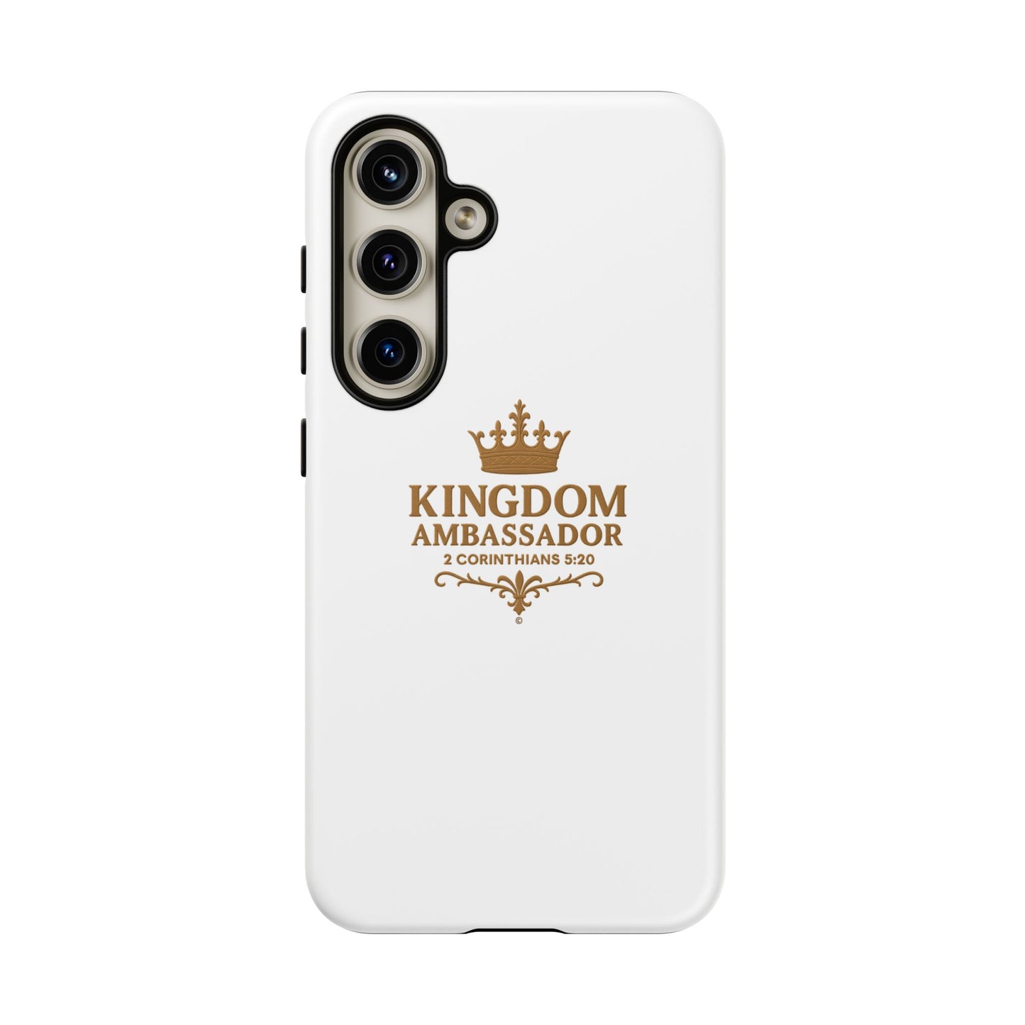Kingdom Ambassador (Gold Lettering) Rugged Phone Case, Inspirational Mobile Cover, Gift for Faith Lovers, Faith-Based Protector