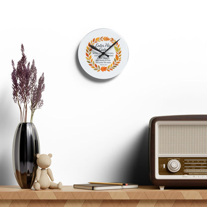 Enter His Gates with Thanksgiving Inspirational Acrylic Wall Clock, Faith-based Gift, Home Accessory