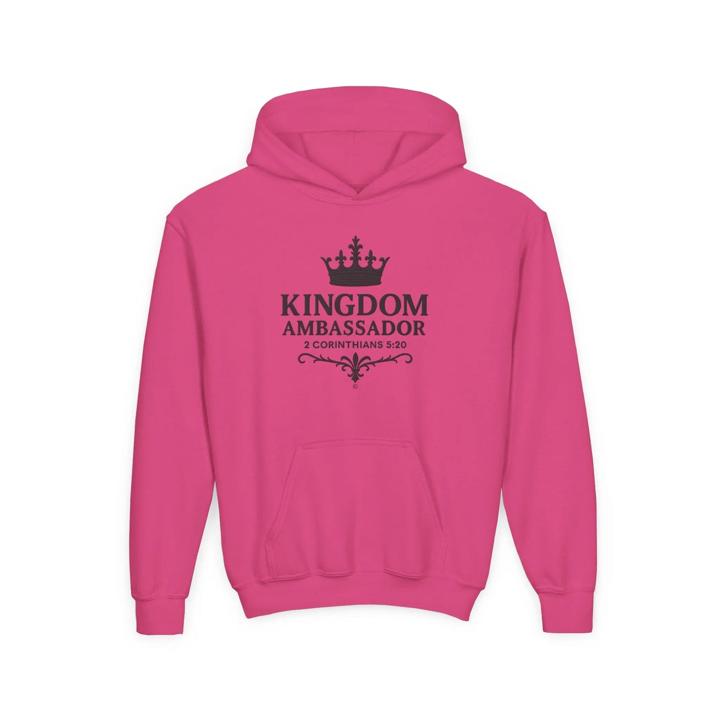 Kingdom Ambassador Youth Hoodie, Inspirational Sweatshirt for Kids, Bible Verse Apparel, Perfect Gift for Young Believers, Comfortable [...] - Cross Apparel USA