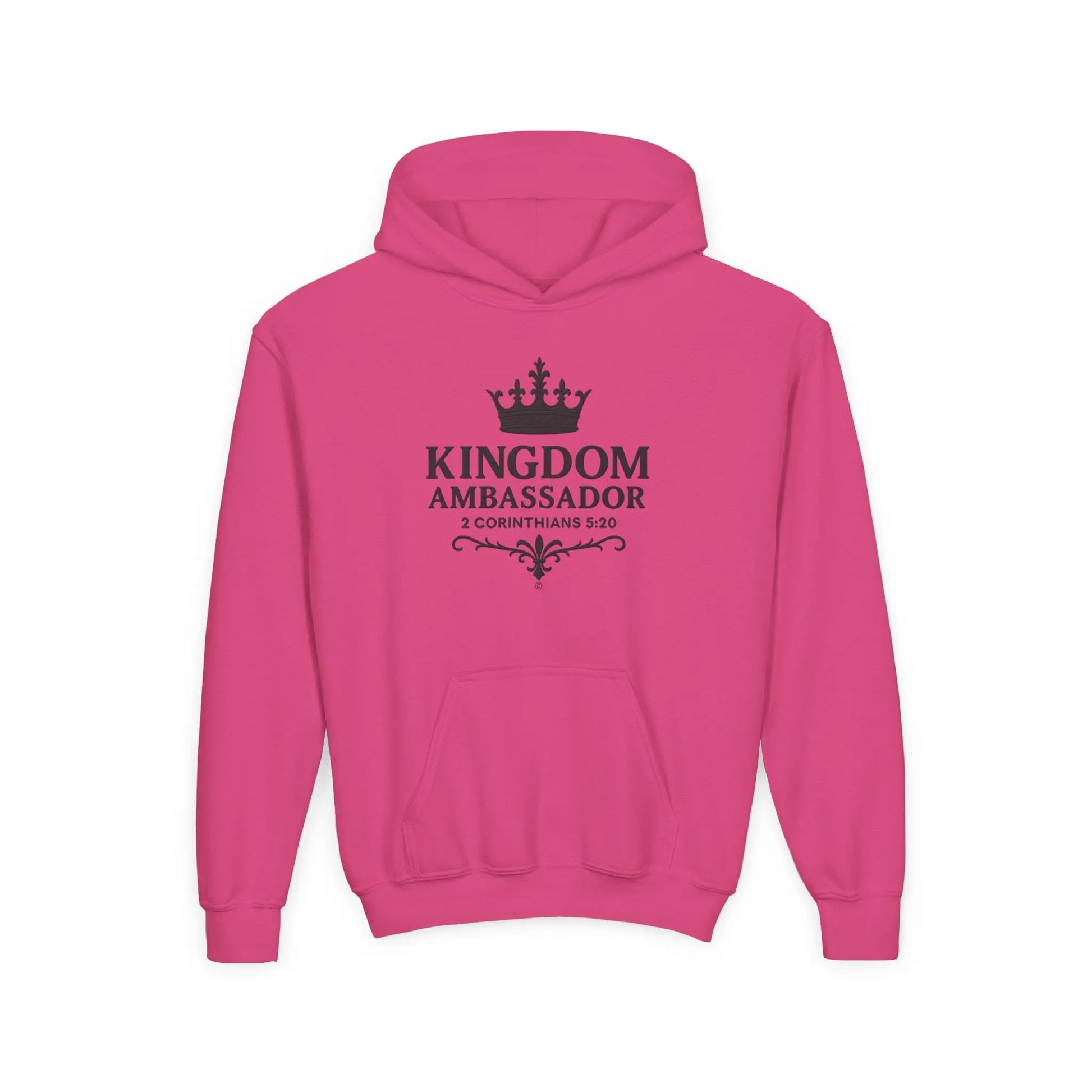 Kingdom Ambassador Youth Hoodie, Inspirational Sweatshirt for Kids, Bible Verse Apparel, Perfect Gift for Young Believers, Comfortable [...] - Cross Apparel USA