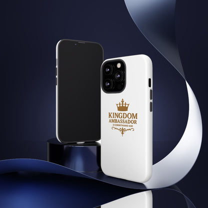 Kingdom Ambassador (Gold Lettering) Rugged Phone Case, Inspirational Mobile Cover, Gift for Faith Lovers, Faith-Based Protector