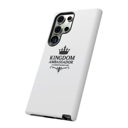 Kingdom Ambassador (Black Lettering) Rugged Phone Case, Inspirational Mobile Cover, Gift for Faith Lovers, Faith-Based Protector - Cross Apparel USA
