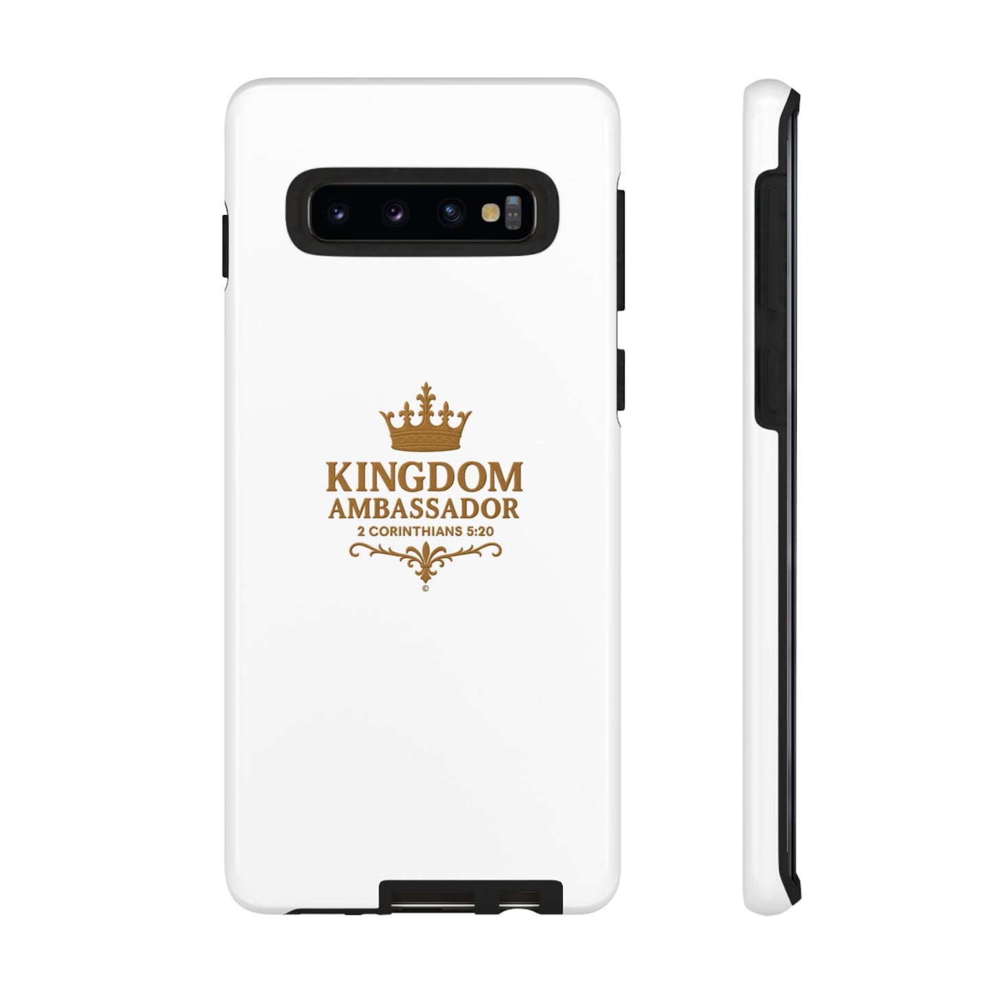Kingdom Ambassador (Gold Lettering) Rugged Phone Case, Inspirational Mobile Cover, Gift for Faith Lovers, Faith-Based Protector