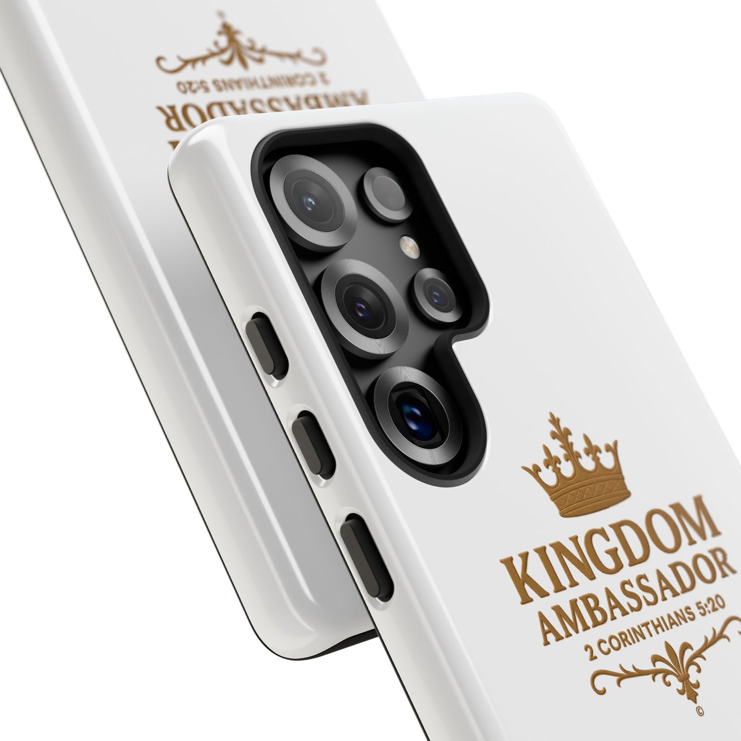 Kingdom Ambassador (Gold Lettering) Rugged Phone Case, Inspirational Mobile Cover, Gift for Faith Lovers, Faith-Based Protector