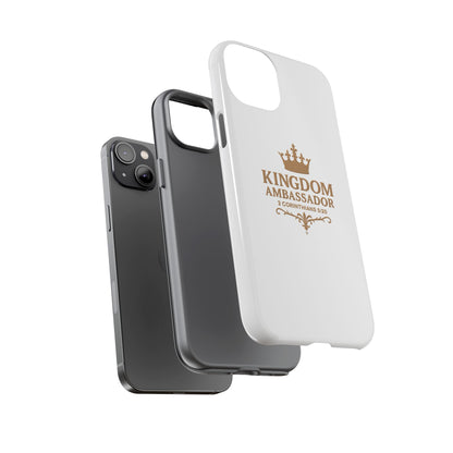 Kingdom Ambassador (Gold Lettering) Rugged Phone Case, Inspirational Mobile Cover, Gift for Faith Lovers, Faith-Based Protector