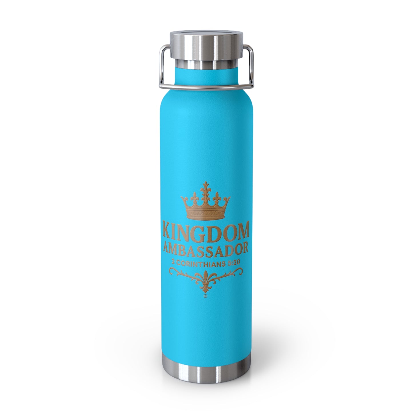 Kingdom Ambassador (Gold Lettering) Insulated Water Bottle, 22oz - Motivational Gift for Believers, Holiday, Travel, Fitness, Eco-Friendly