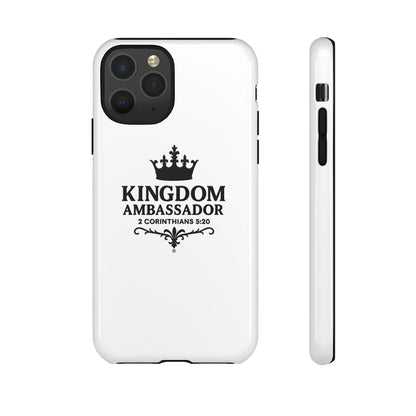 Kingdom Ambassador (Black Lettering) Rugged Phone Case, Inspirational Mobile Cover, Gift for Faith Lovers, Faith-Based Protector