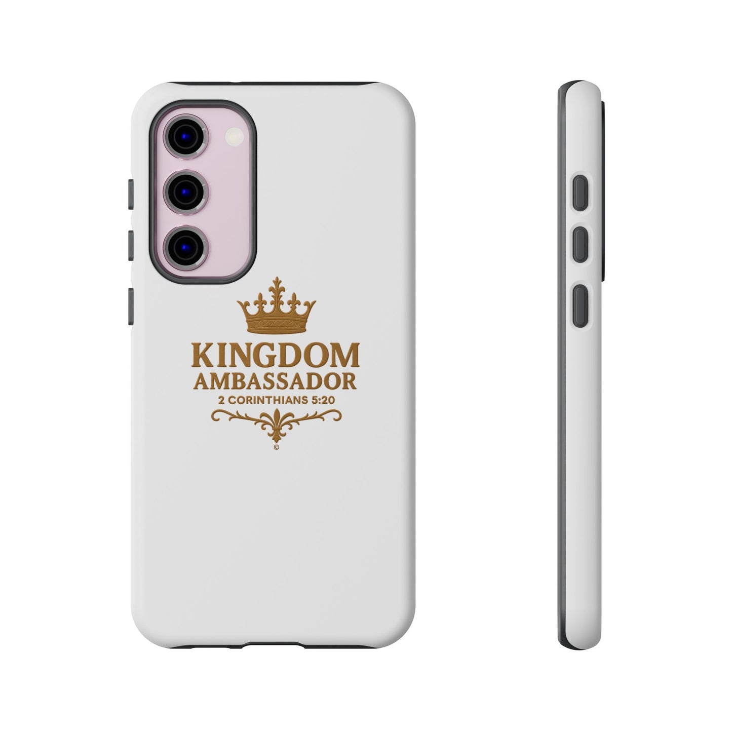Kingdom Ambassador (Gold Lettering) Rugged Phone Case, Inspirational Mobile Cover, Gift for Faith Lovers, Faith-Based Protector
