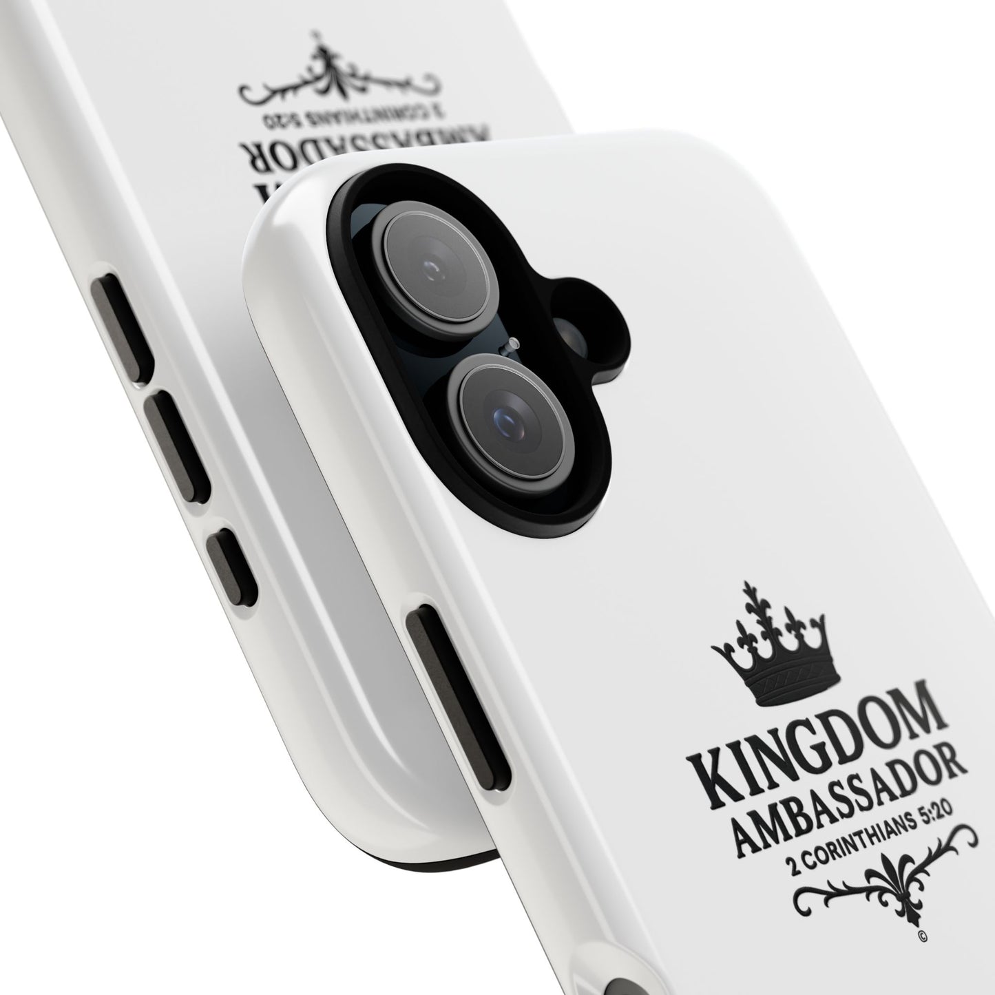 Kingdom Ambassador (Black Lettering) Rugged Phone Case, Inspirational Mobile Cover, Gift for Faith Lovers, Faith-Based Protector - Cross Apparel USA