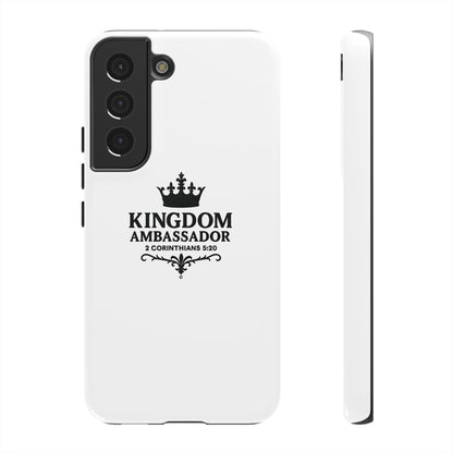 Kingdom Ambassador (Black Lettering) Rugged Phone Case, Inspirational Mobile Cover, Gift for Faith Lovers, Faith-Based Protector - Cross Apparel USA