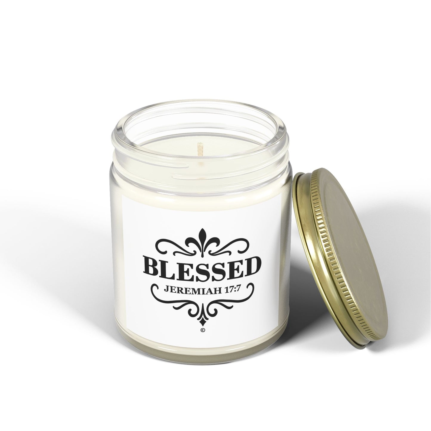 Blessed (Black Lettering) Scented Candle - Coconut Apricot Wax, Inspirational Home Decor, Relaxation, Gifts for Believers