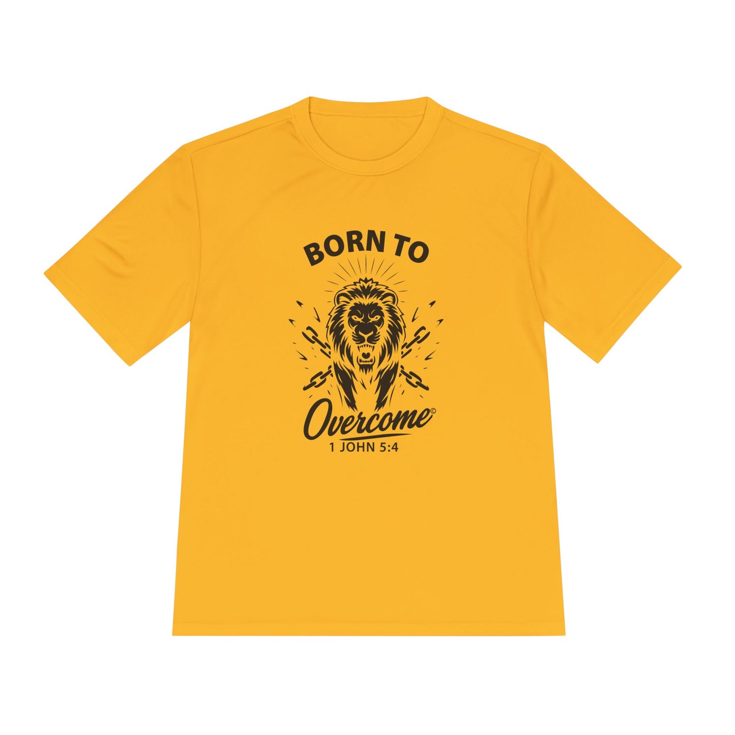 Born to Overcome (Black Lettering) Activewear Performance Moisture Wicking Tee, Faith-Based Workout Shirt, Inspirational Fitness Gear, Gift for Fitness Lovers, Bible Verse T-Shirt - Cross Apparel USA