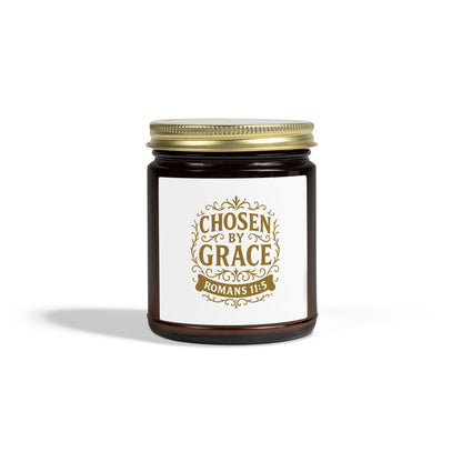 Chosen by Grace (Gold Lettering) Scented Candle - Coconut Apricot Wax, Inspirational Home Decor, Relaxation, Gifts for Believers
