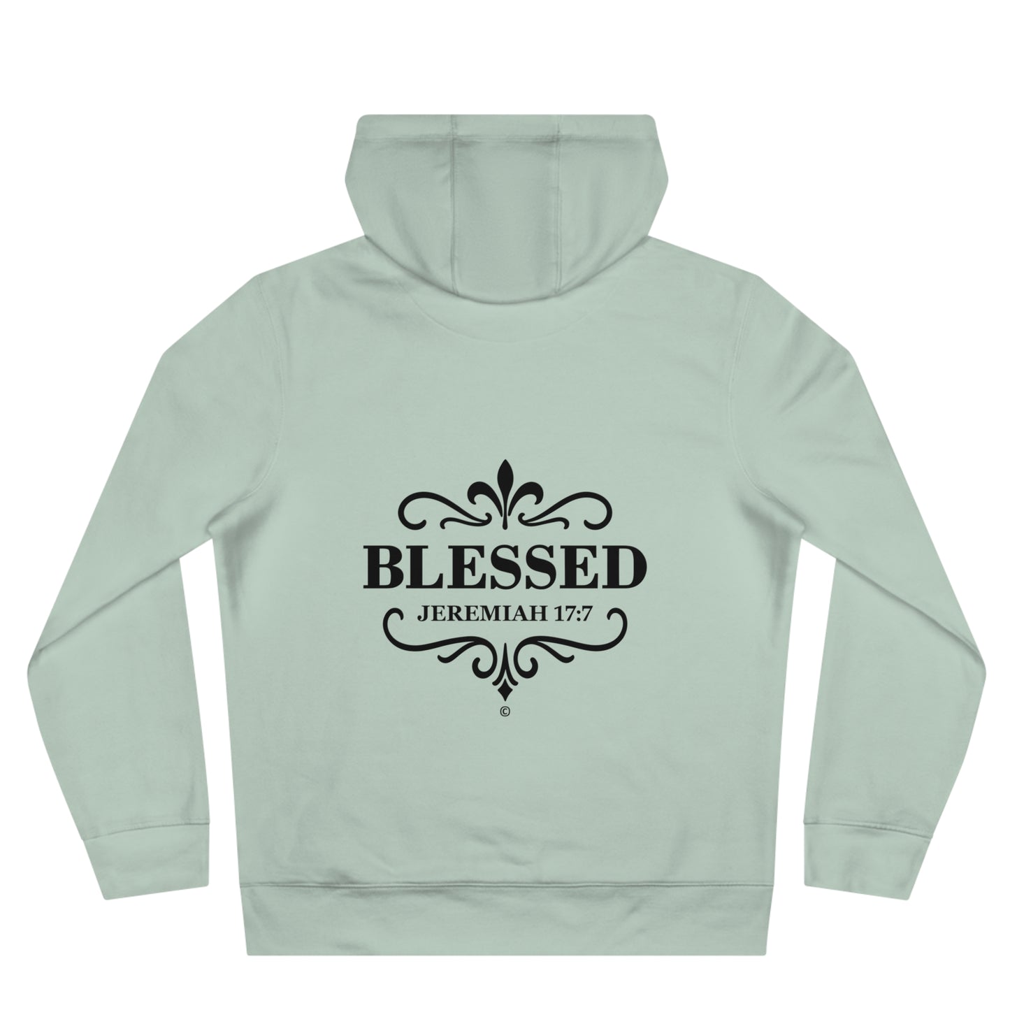 Blessed (Small Design on front plus Large Design on back) Hooded Sweatshirt, Faith-Based Hooded Sweatshirt, Inspirational Apparel, Unique Gift for Believers