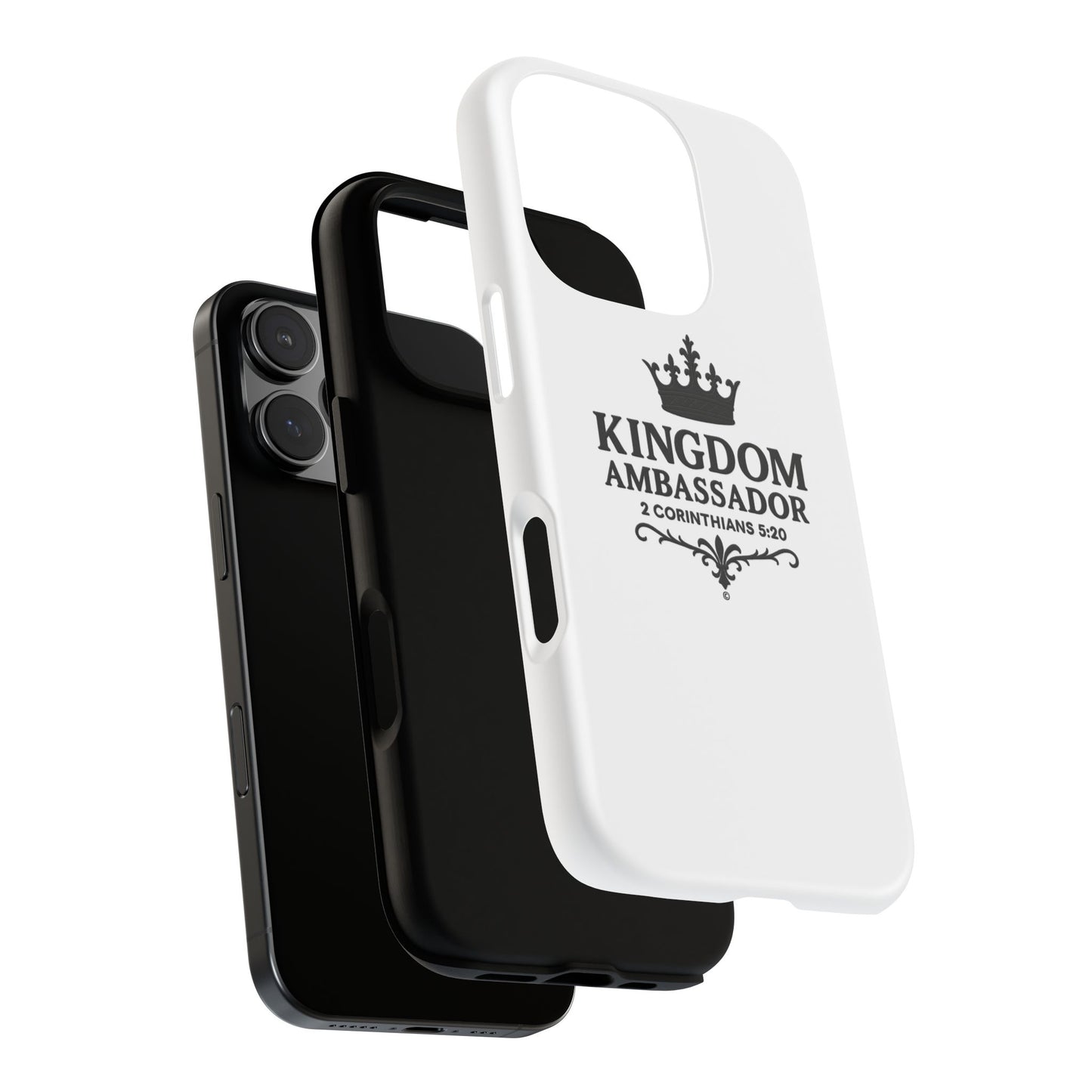 Kingdom Ambassador (Black Lettering) Rugged Phone Case, Inspirational Mobile Cover, Gift for Faith Lovers, Faith-Based Protector