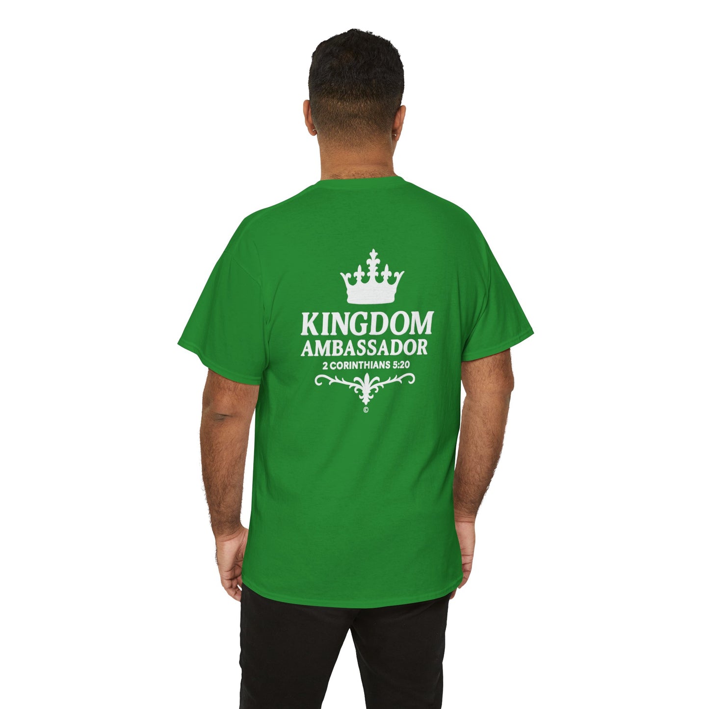 Kingdom Ambassador (White Lettering) T‑Shirt Tee Clothing Apparel (Smaller Design on from Large Design on Back)