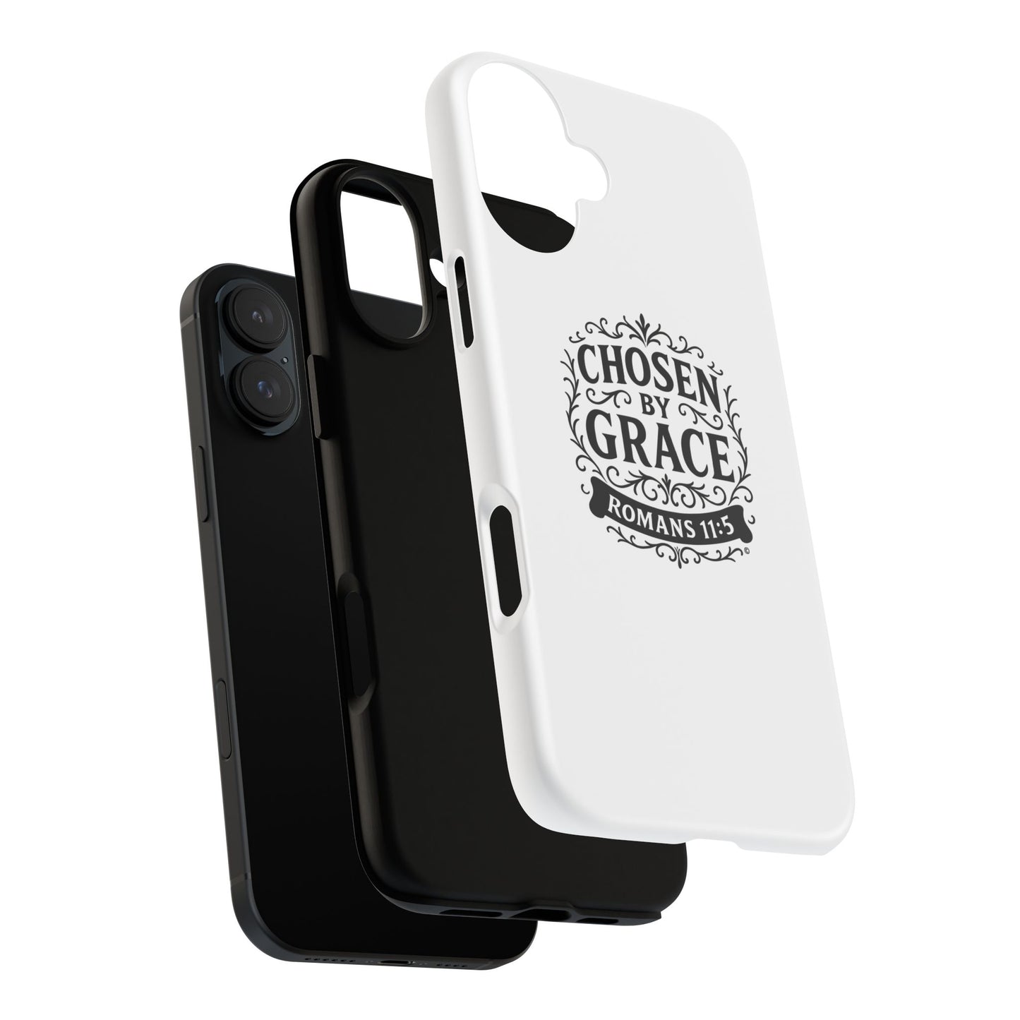 Chosen by Grace (Black Lettering), Rugged Phone Case, Inspirational Mobile Cover, Gift for Faith Lovers, Faith-Based Protector