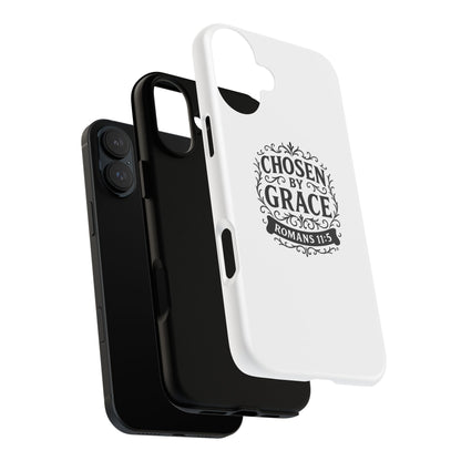 Chosen by Grace (Black Lettering), Rugged Phone Case, Inspirational Mobile Cover, Gift for Faith Lovers, Faith-Based Protector